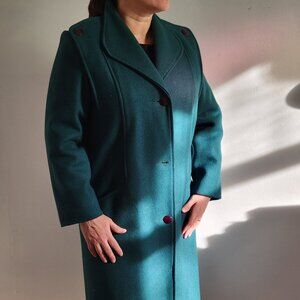 Niccolini Vintage Canadian Wool Blend Long Coat — Forest Teal Green — Size 11-12